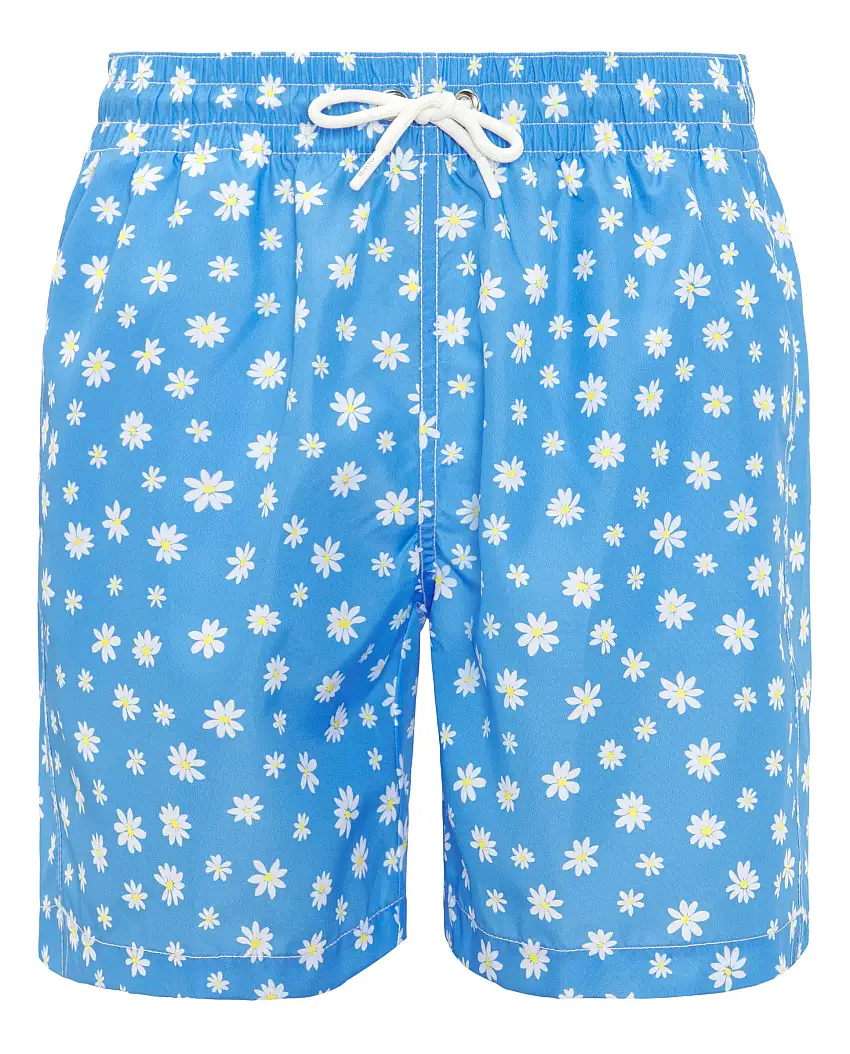 Bañador azul estampado margaritas