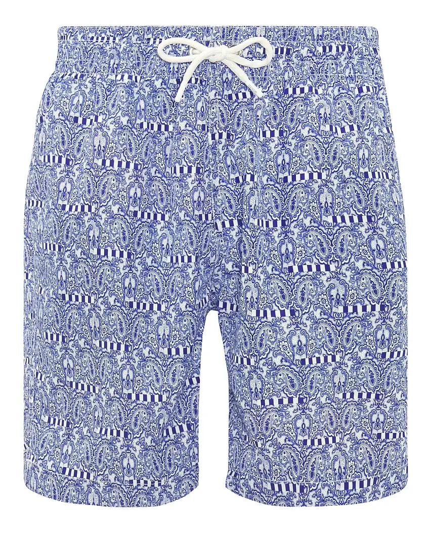 Bañador azul marino estampado paisleys blanco