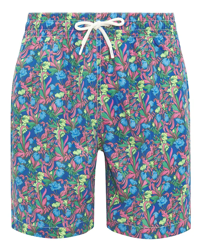 Bañador azul estampado floral multicolor