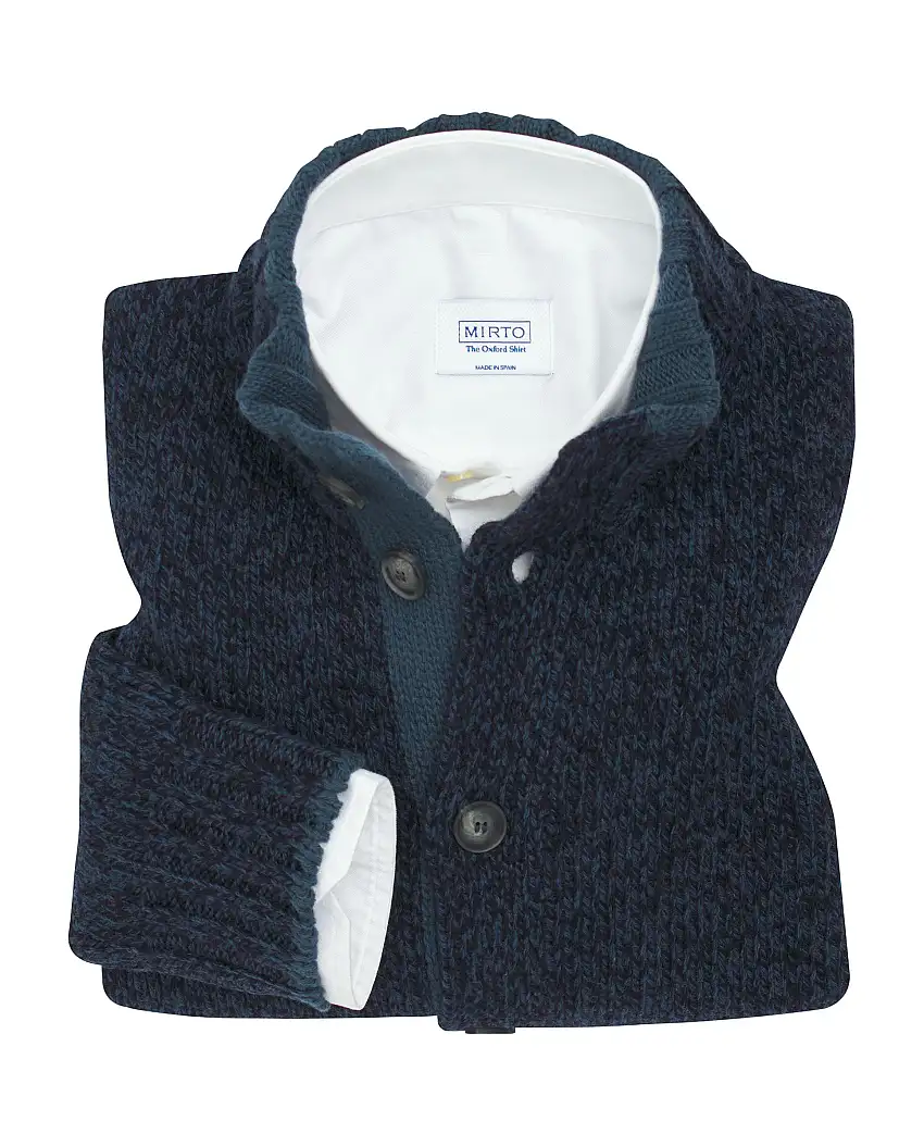 Chaqueta de punto con botones melange azul