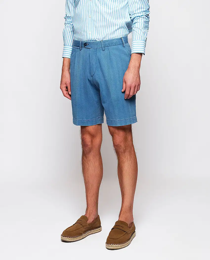 Bermuda denim azul claro algodón