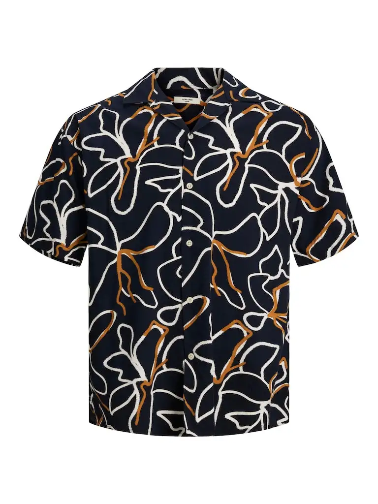 Jprblatropic Resort Shirt S/S Relax Sn Night Sky