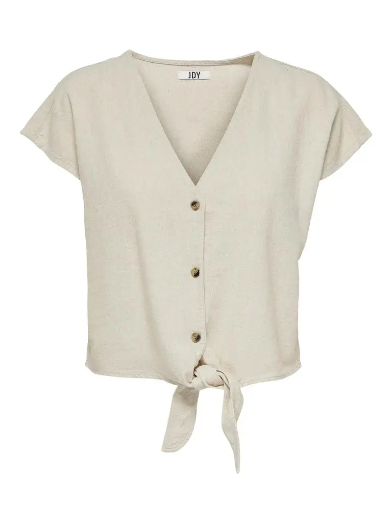 Jdysay S/S Linen Knot Shirt Wvn Oatmeal