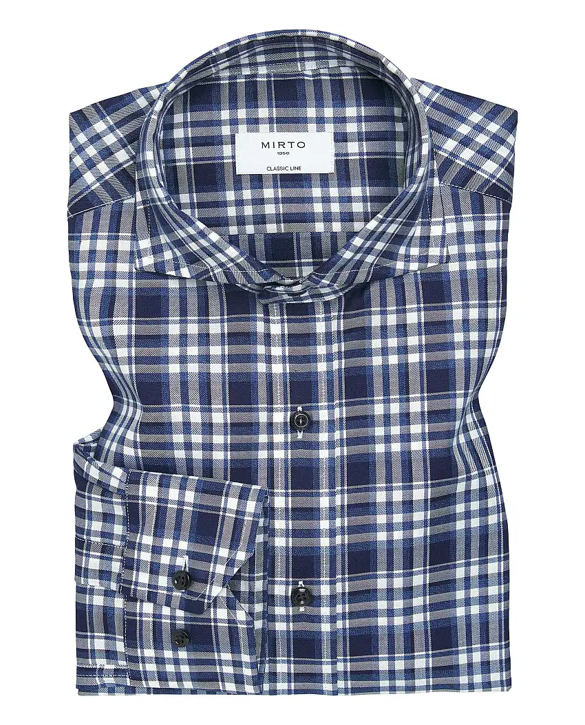 Camisa casual de algodón cuadros azul marino