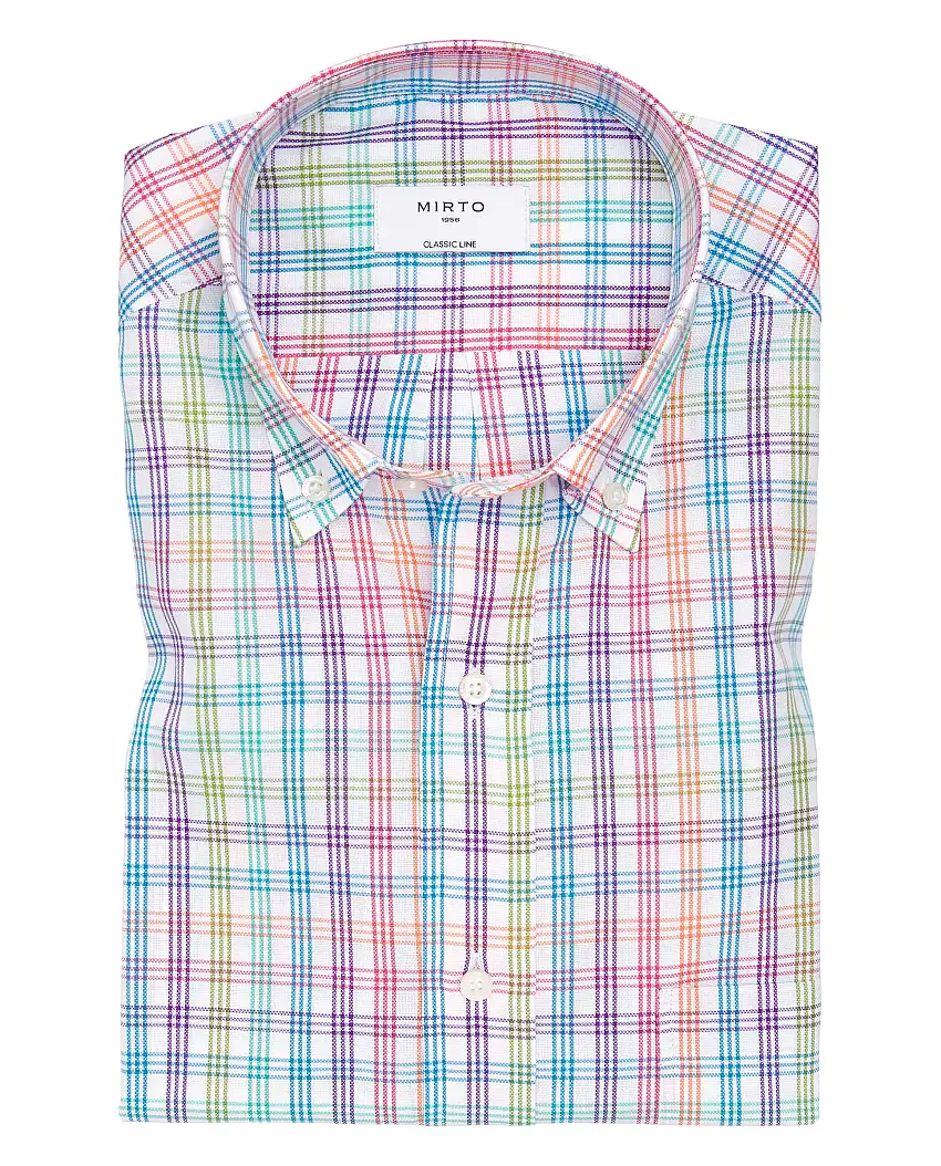 Camisa casual algodón Oxford cuadros multicolor