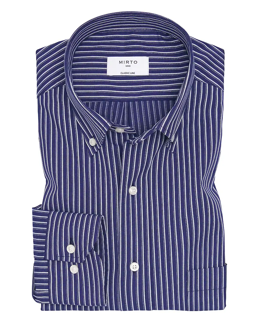 Camisa casual de rayas azul marino y blanco