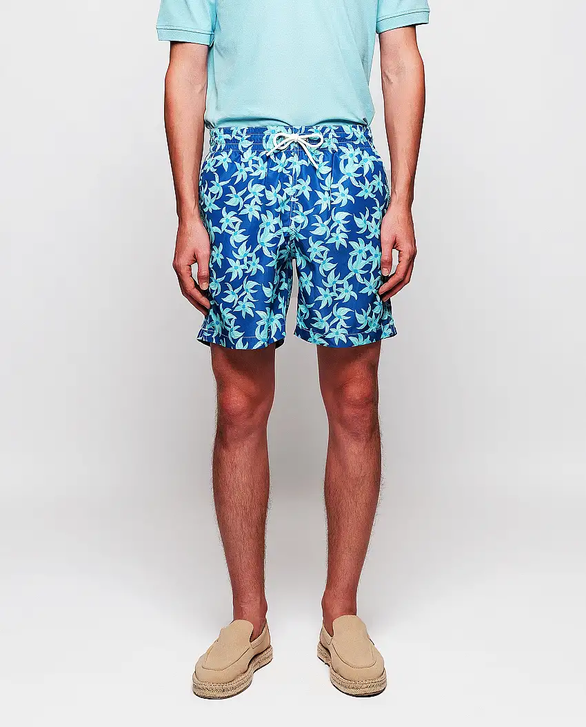 Bañador estampado floral azul