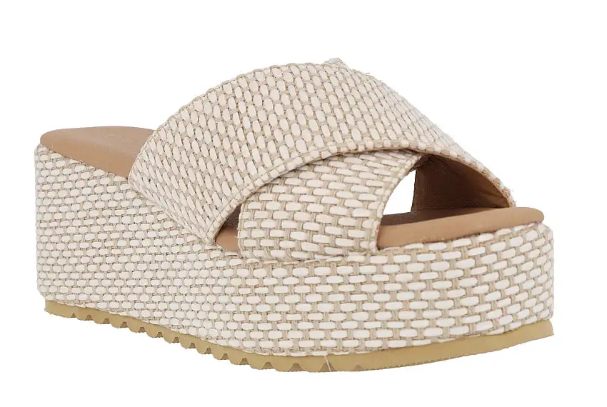 Sandalias bicolor blanco beige con plataforma