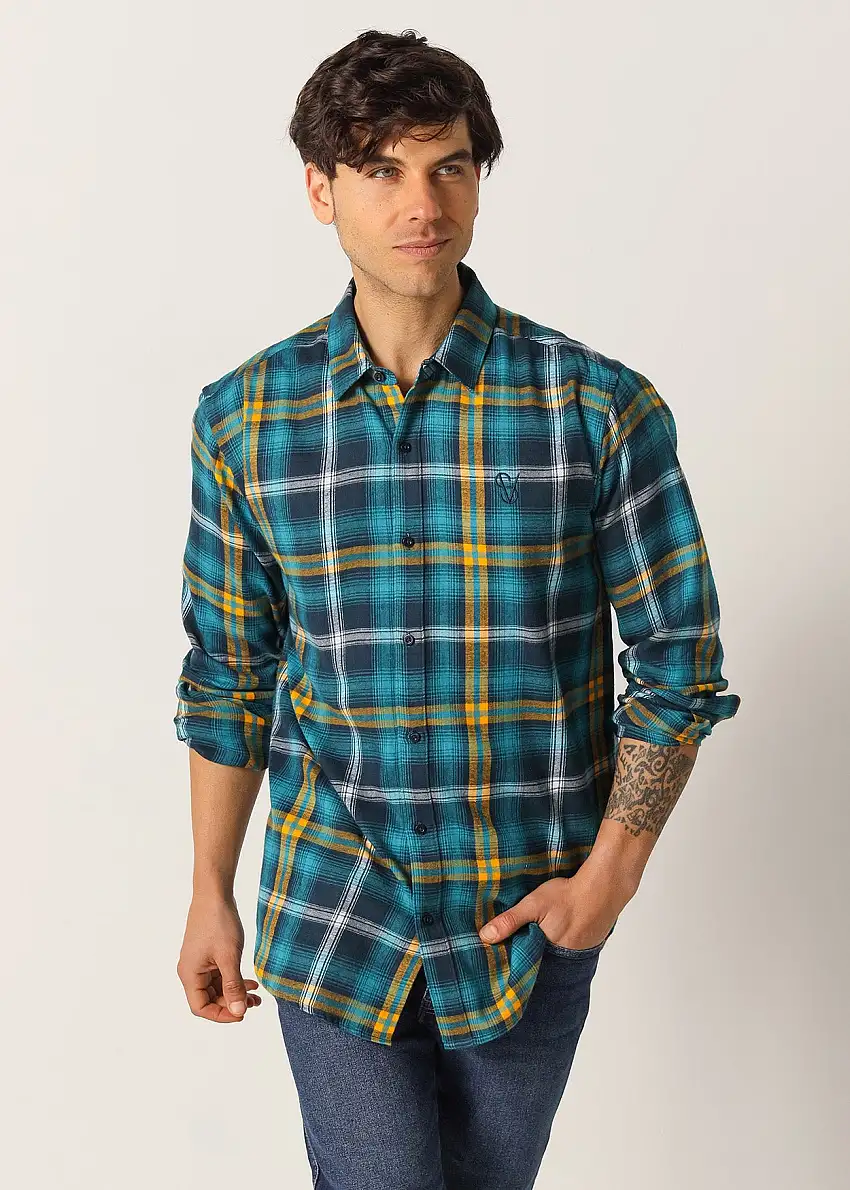 Camisa Manga Larga Cuadros Franela 111