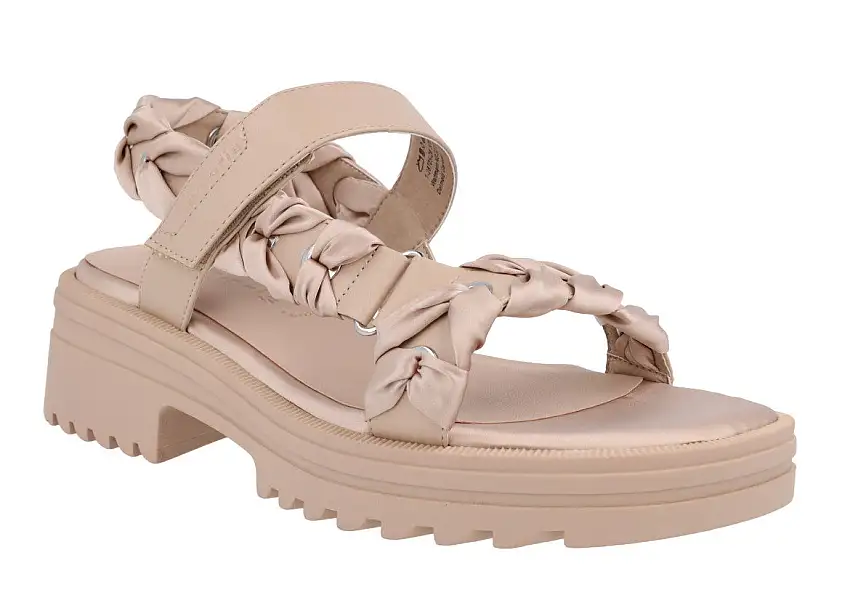 Sandalias multimaterial nude con piso track