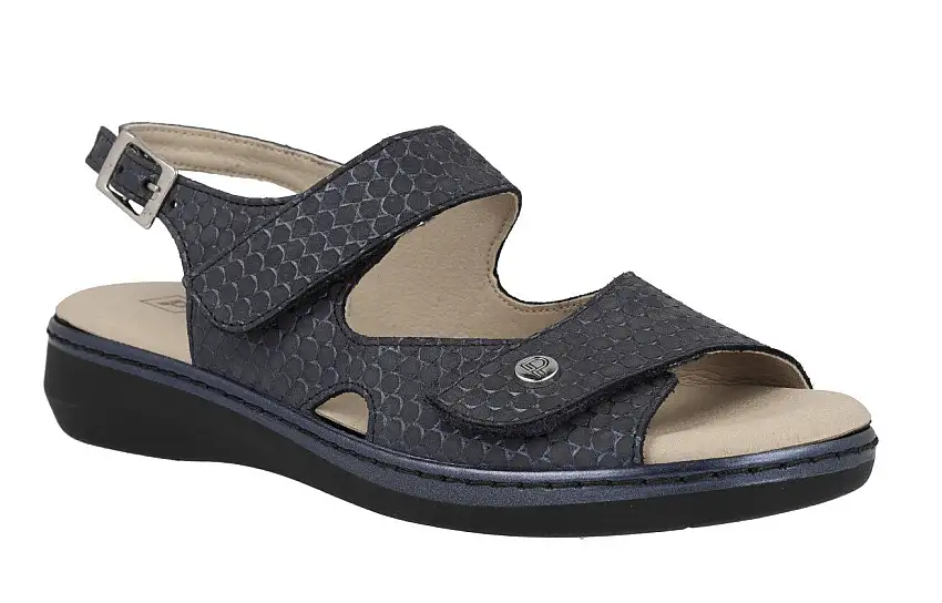 Sandalias confort azul marino con cierre de velcros para mujer