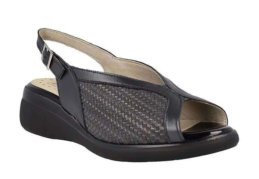 Sandalias confort en combinado negro para mujer