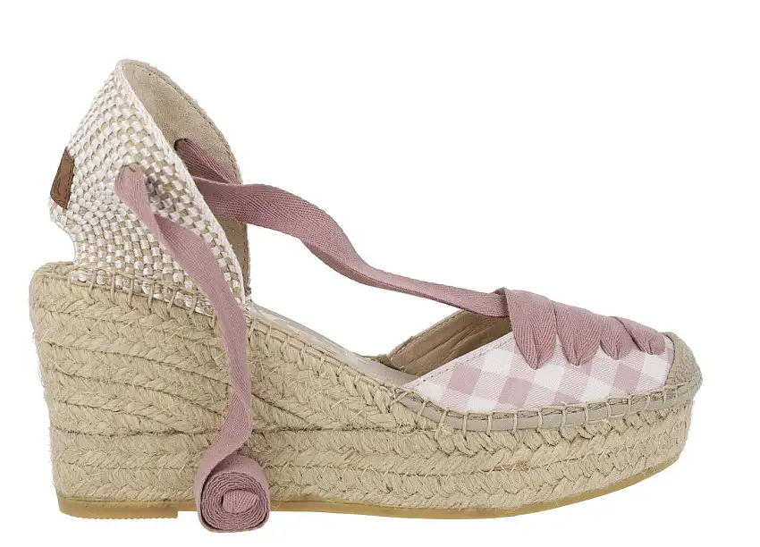 Alpargatas campesinas de cruadros vichy con cintas para mujer