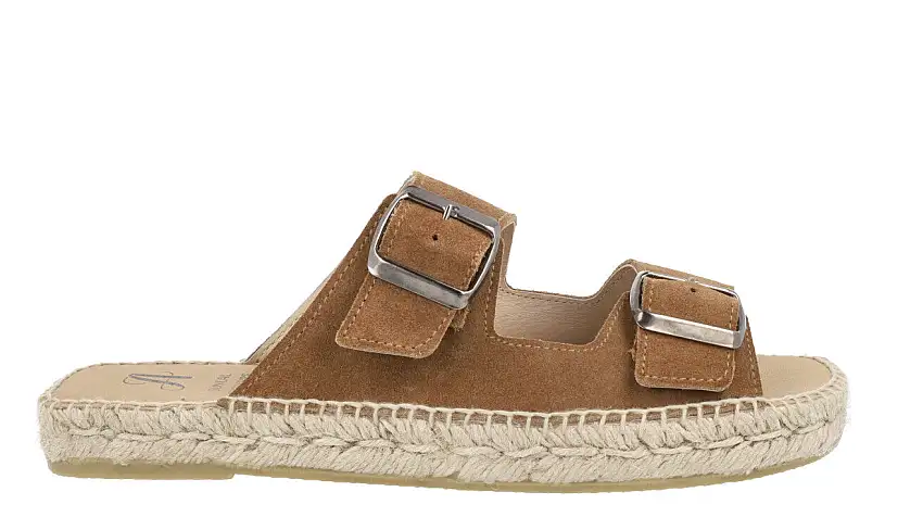 Sandalias para hombre en serraje cuero con doble hebilla