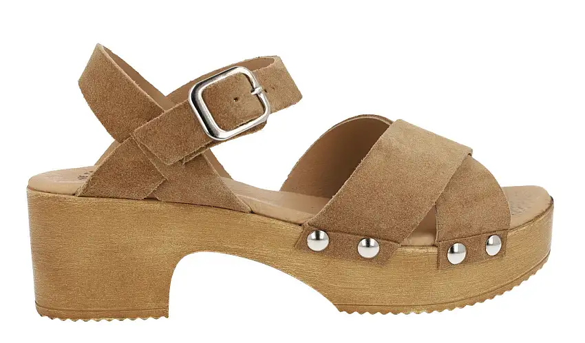 Sandalias de serraje para mujer con tachas metálicas Help the trees