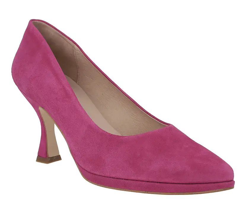 Zapatos corte salón de ante con plataforma y tacones de 8 cms