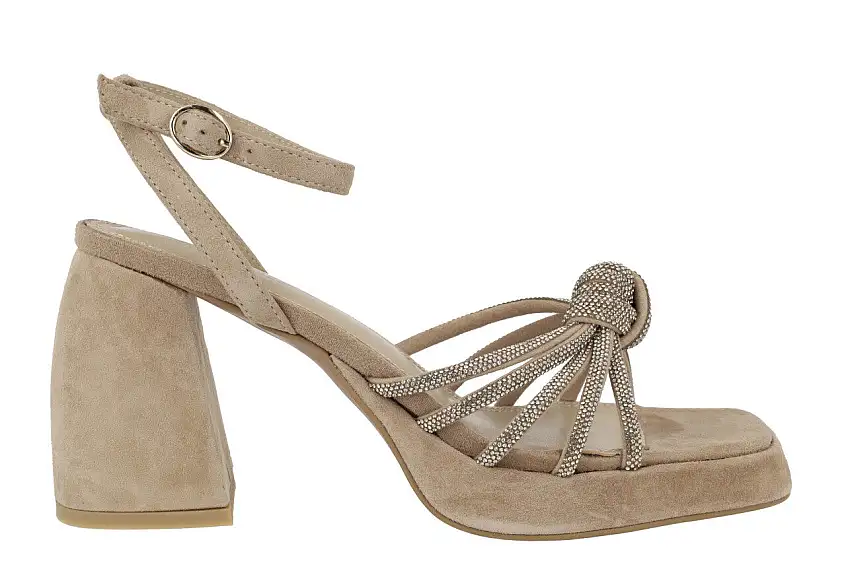Sandalias de ante con tiras y nudo de strass Tiara