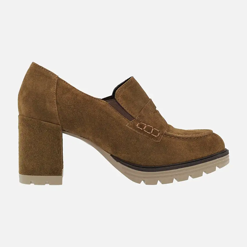 Mocasines de serraje con antifaz tacón alto y plataforma