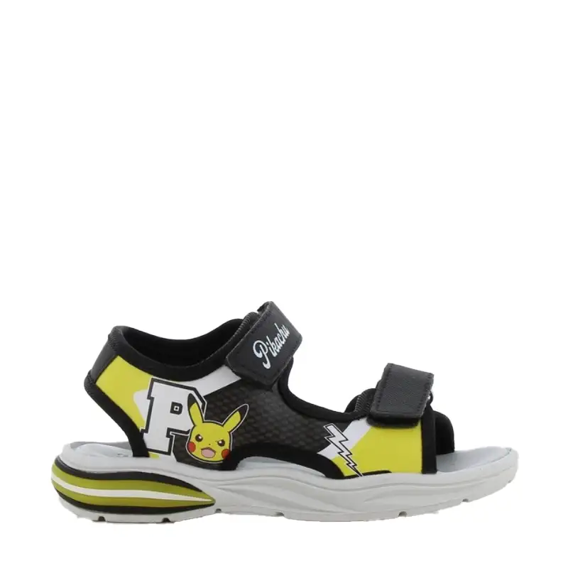SANDALIA LUCES POKEMON NEGRO AMARILLO