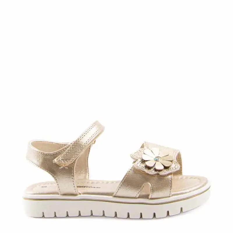 SANDALIA VELCRO FLOR PLATINO 627471