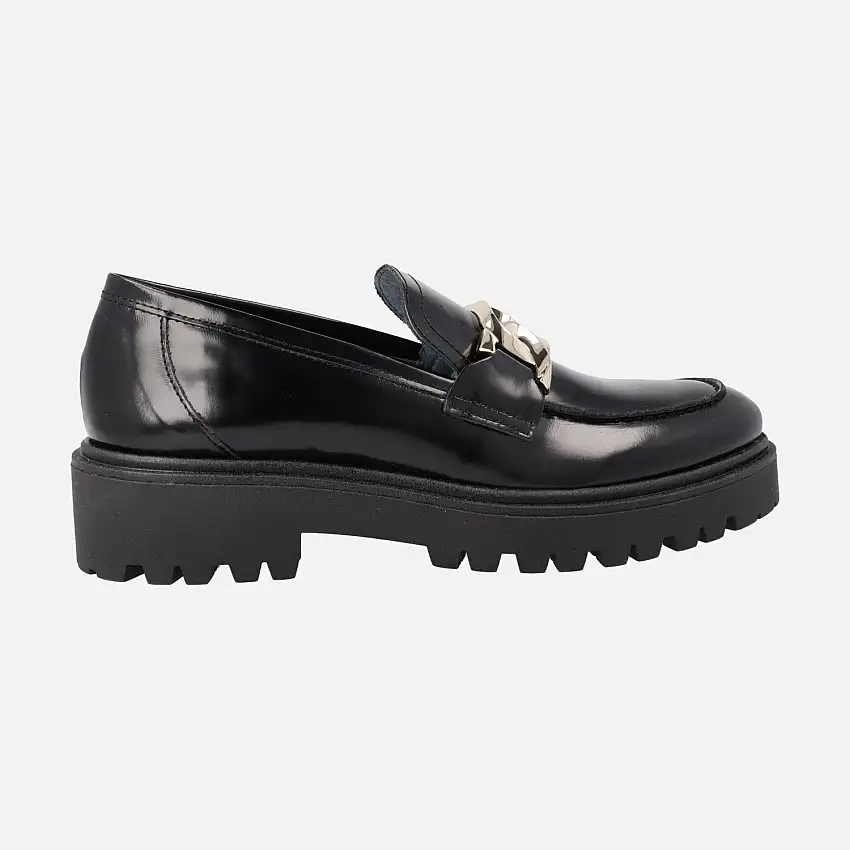 Mocasines para mujer en piel florentik con cadena y piso track