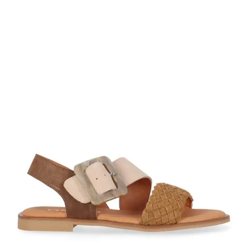 SANDALIA HEBILLA TRENZA MARRON MUSAKA10