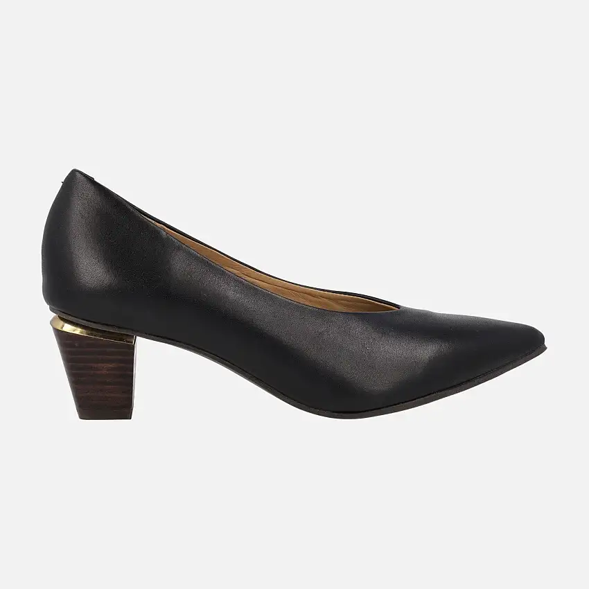 Salones negros de piel con tacones de 5 cms Baoji