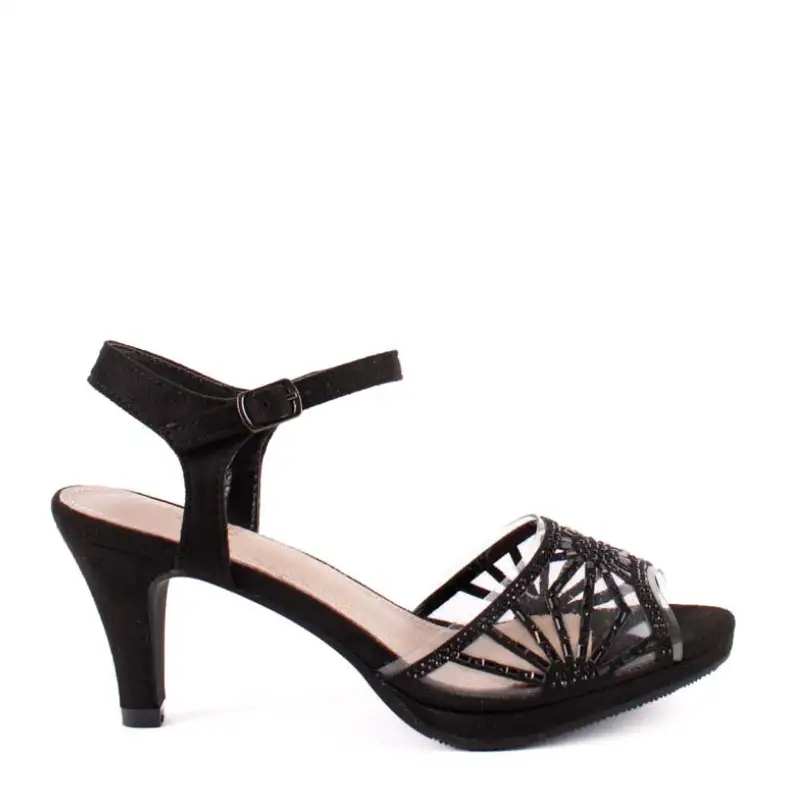 SANDALIA PALA VINILO STRASS NEGRO C-407