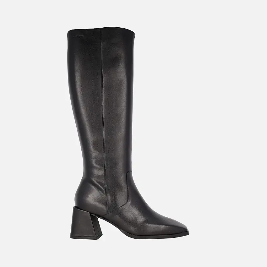 Botas altas Wonders Love en piel negra con horma cuadrada