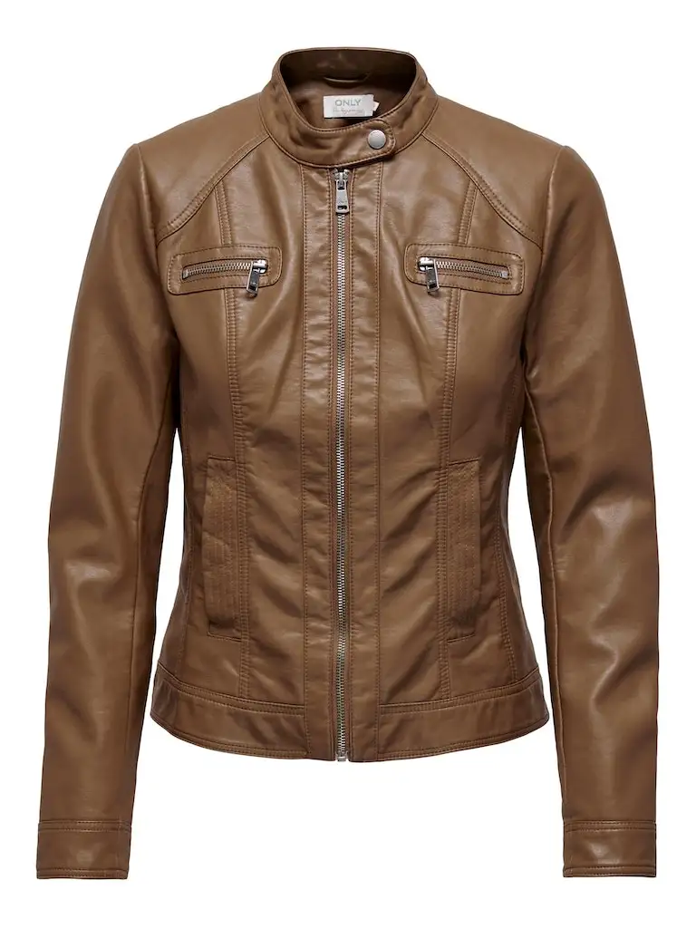 Onlbandit Faux Leather Biker Otw Noos Cognac