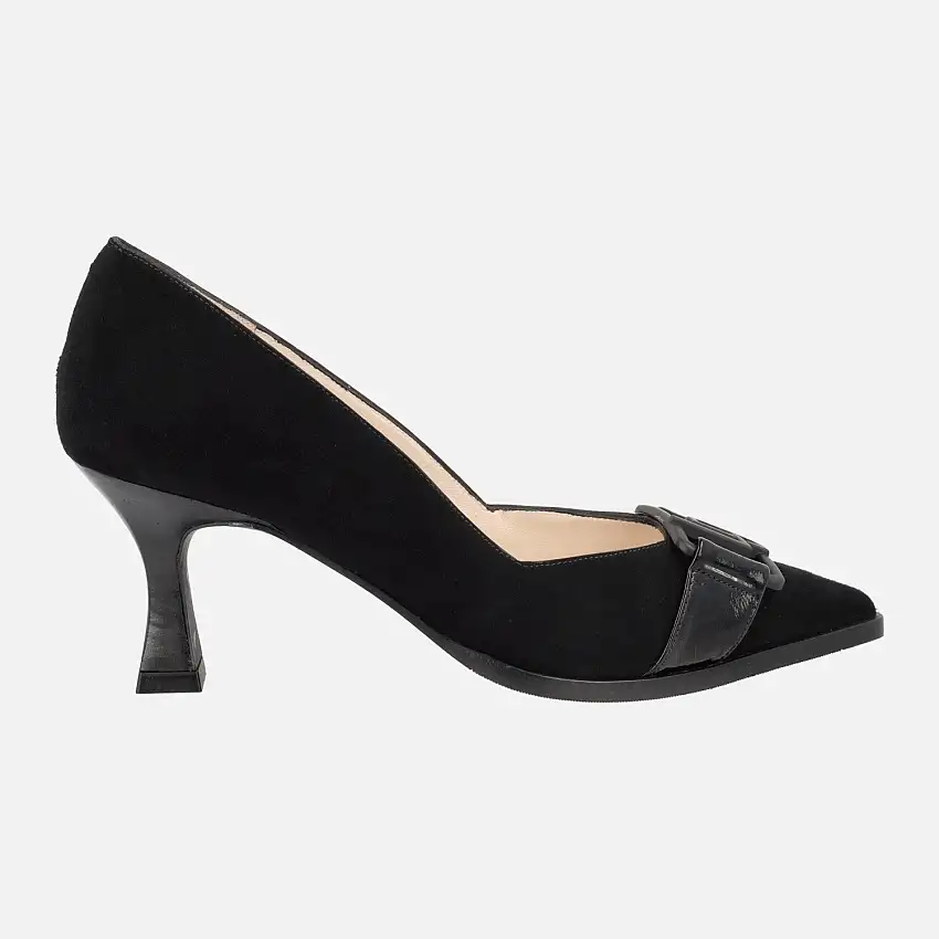 Zapatos corte salón en ante negro con adorno Lodi Jisin