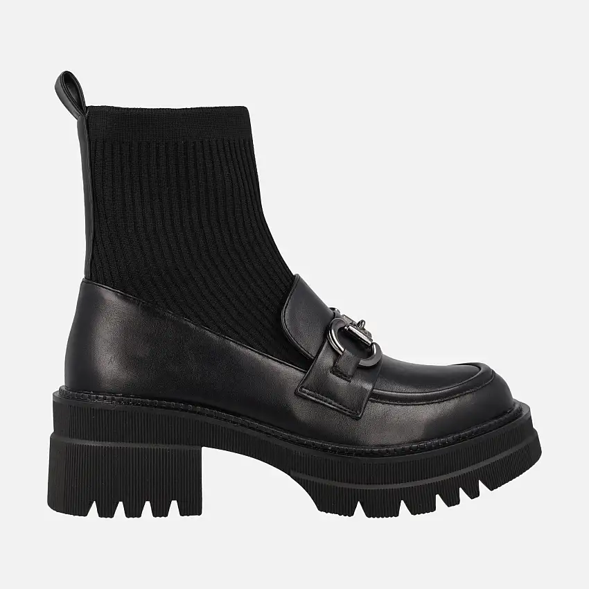 Mocasines negros con calcetín y piso track B079-H227