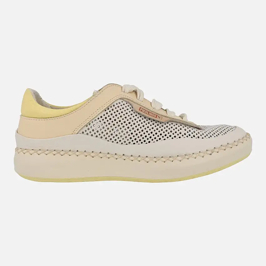 Deportivas de piel con calados para mujer en tonos pastel