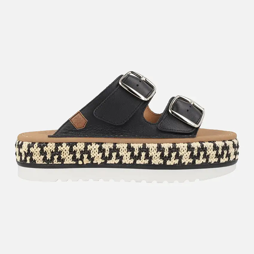 Sandalias de piel con hebillas y plataforma de rafia Collao Bombay
