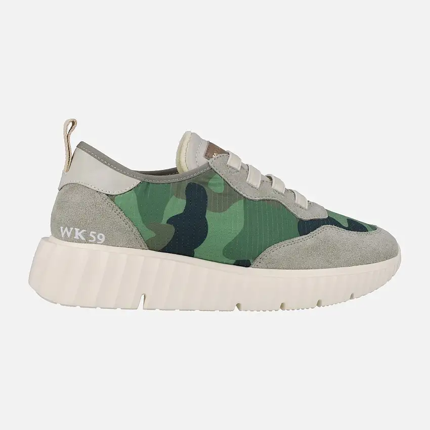 Deportivas Concordia en tejido camuflaje verde