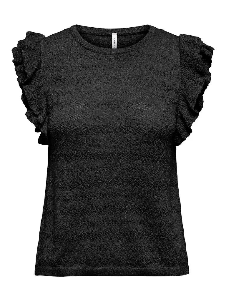 Onlaga Sl Glitter O-Neck Top Knt 15344402 Only Black