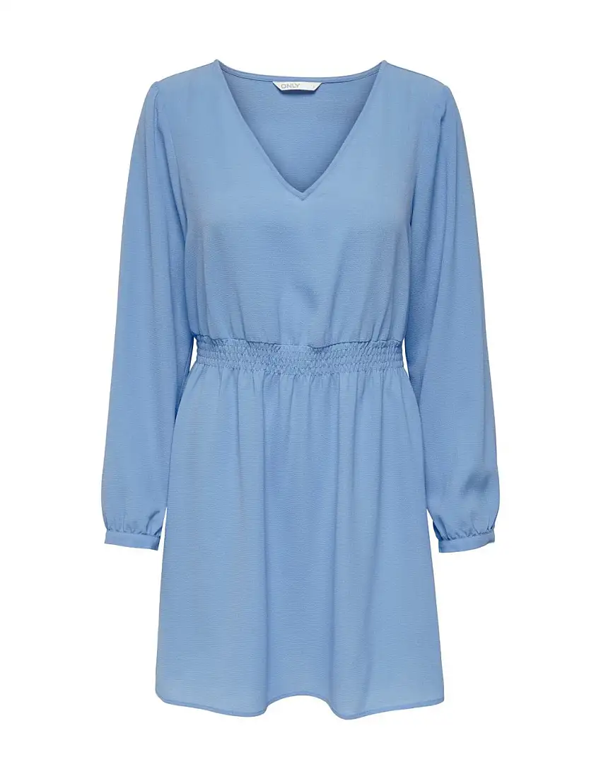 Vestido liso de manga larga Only Nova Azul