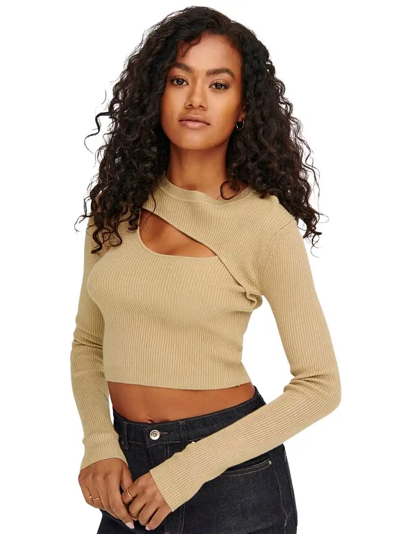 Jersey de punto recortado Only Liza Beige