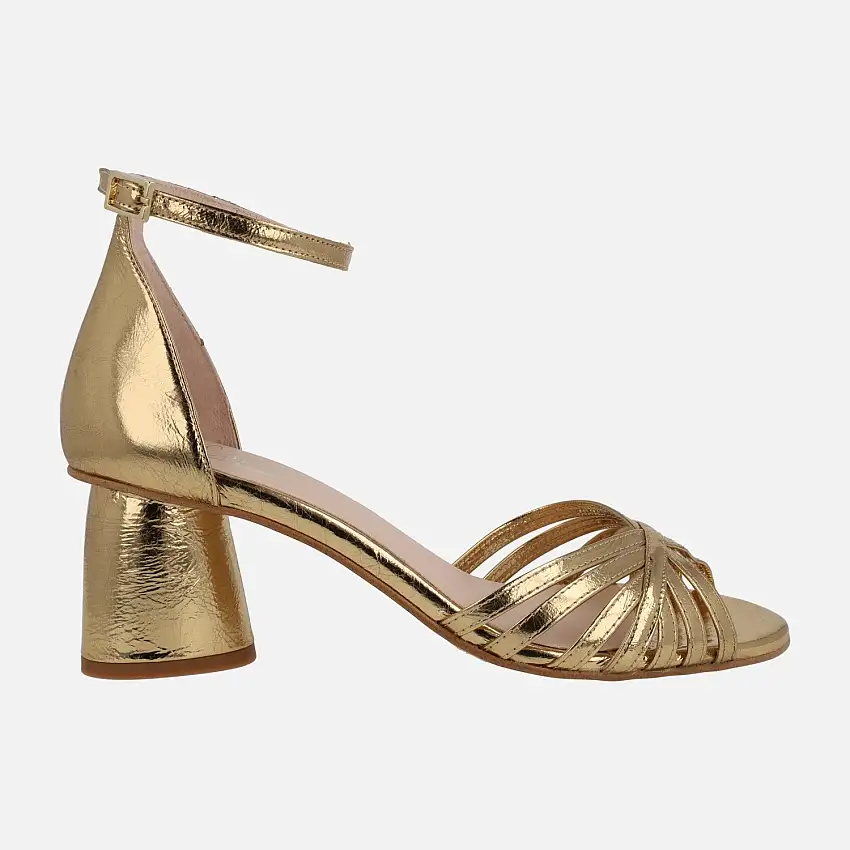 Sandalias de tacón metalizadas Padma con pulsera al tobillo