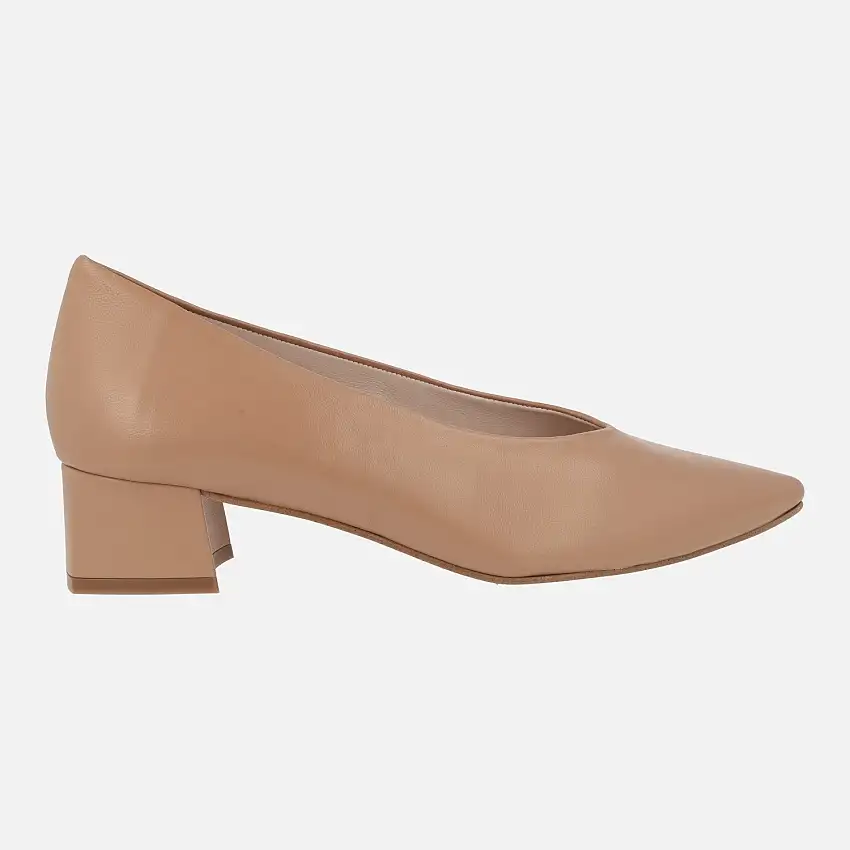 Zapatos de piel corte salón con tacones bajos Ingrid