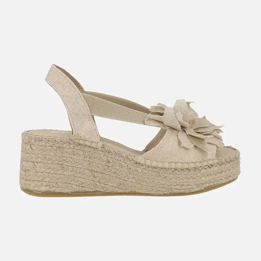 Zapatillas de esparto con plataforma y adorno de flor