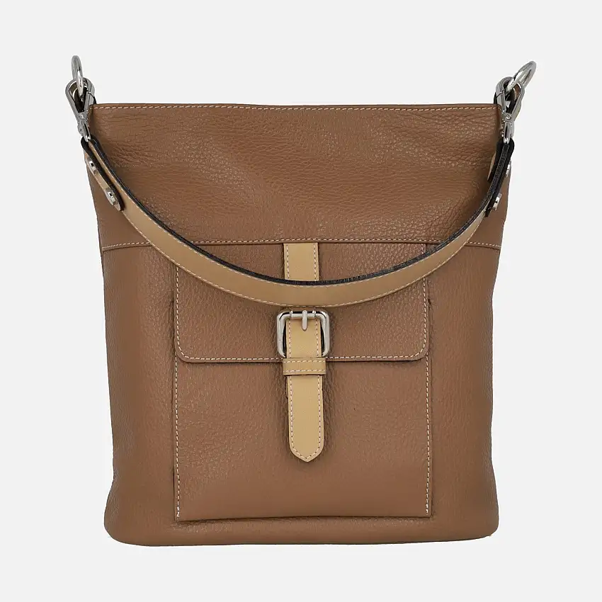 Bolsos de piel para hombro con bolsillo delantero y hebilla