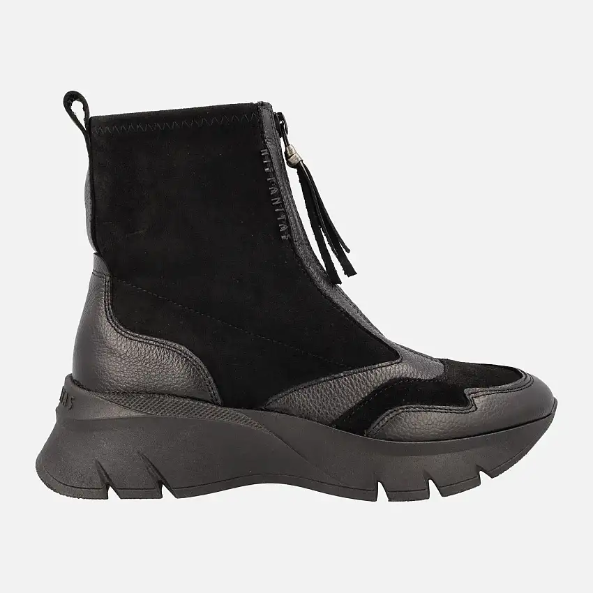 Botines sport Hispanitas Helsinki negros con cremallera frontal