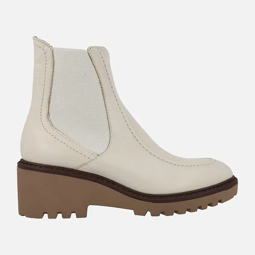 Botines de piel con elástico y cuña de goma