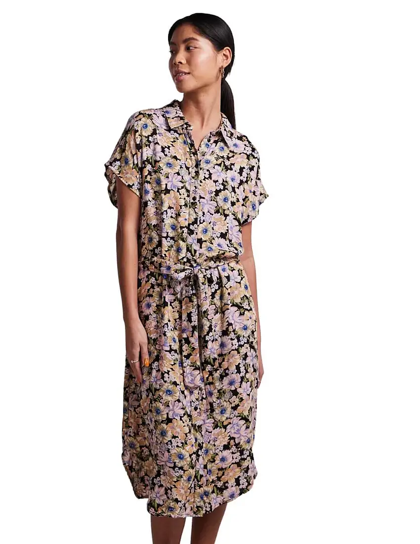 Vestido camisero estampado flores Pieces Nya