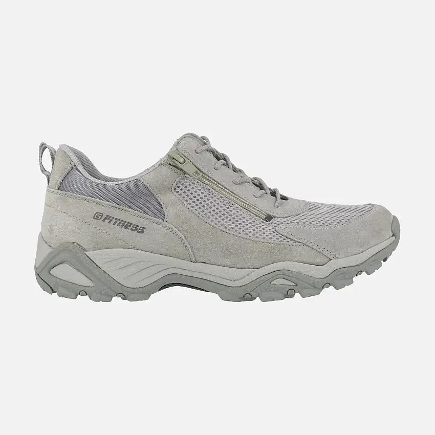 Zapatillas deportivas para mujer en piel y rejilla con cremallera