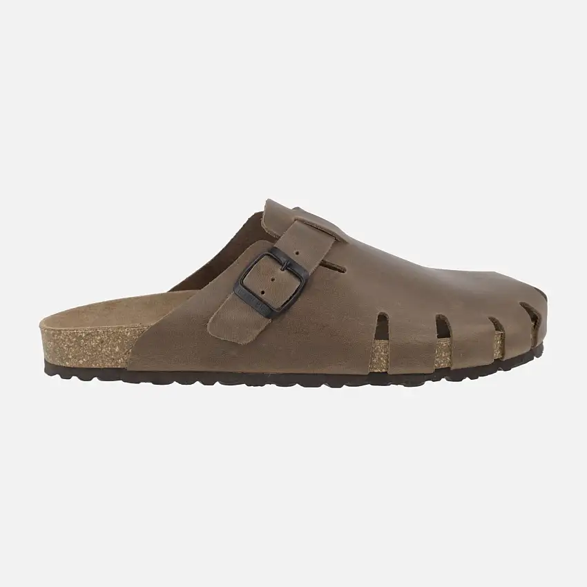 Zuecos de piel engrasada para hombre con hebilla ajustable