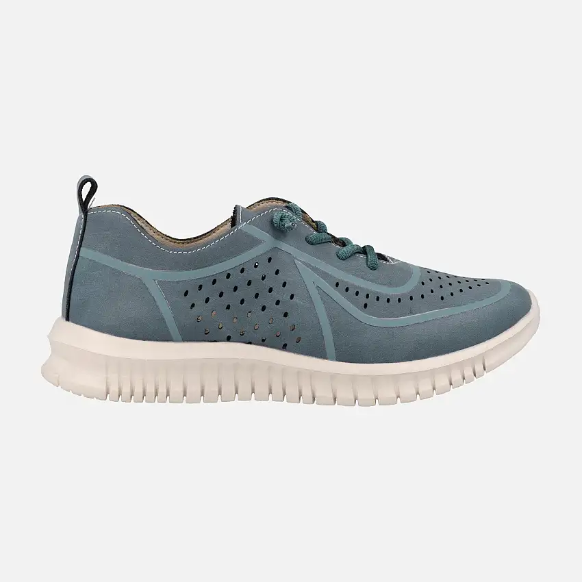 Zapatillas deportivas de piel con troquelados y cordones elásticos