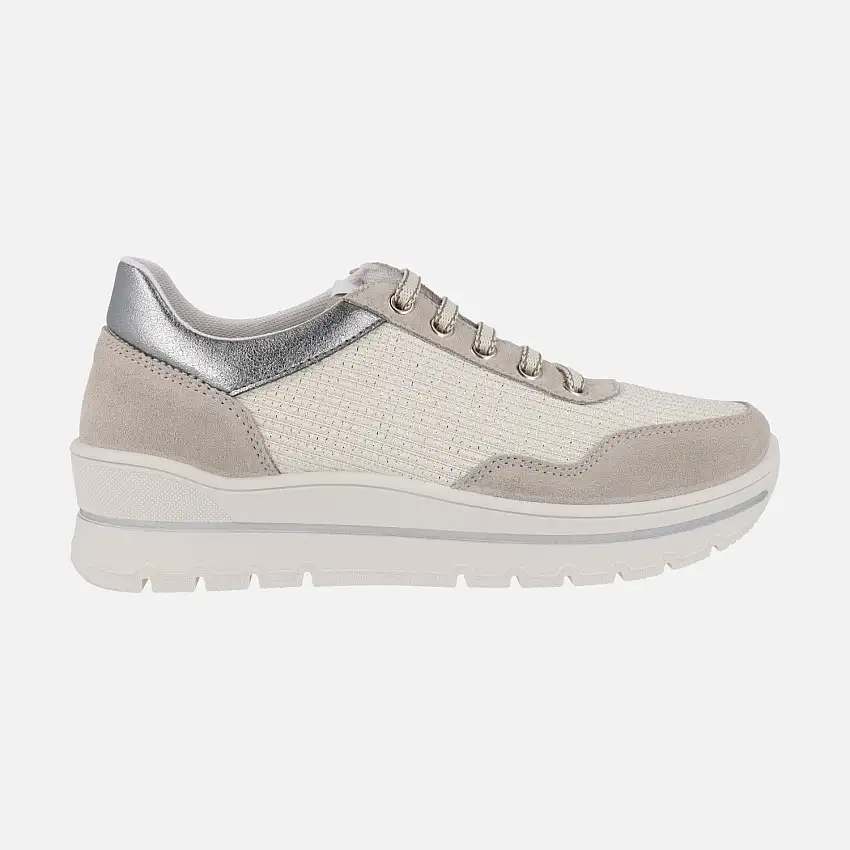 Zapatos deportivos multi material en combinado crudo con cordones