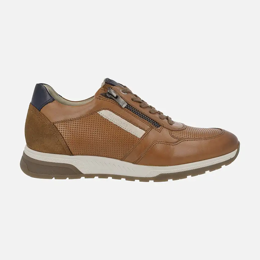 Deportivos de piel con cordones y cremallera Louis
